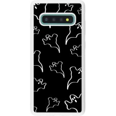 Coque Samsung Galaxy S10+ - Silicone rigide blanc Halloween 2024 black and white ghosts