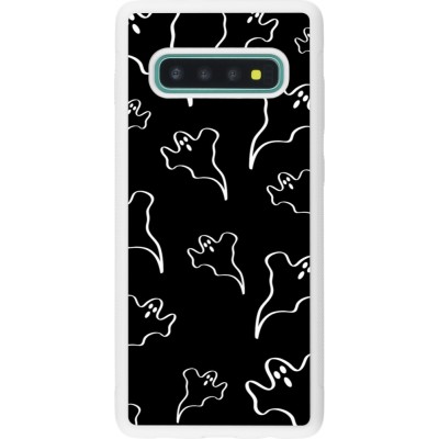 Coque Samsung Galaxy S10+ - Silicone rigide blanc Halloween 2024 black and white ghosts