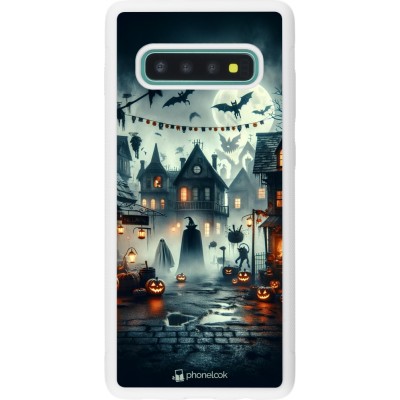 Coque Samsung Galaxy S10+ - Silicone rigide blanc Halloween Spookville