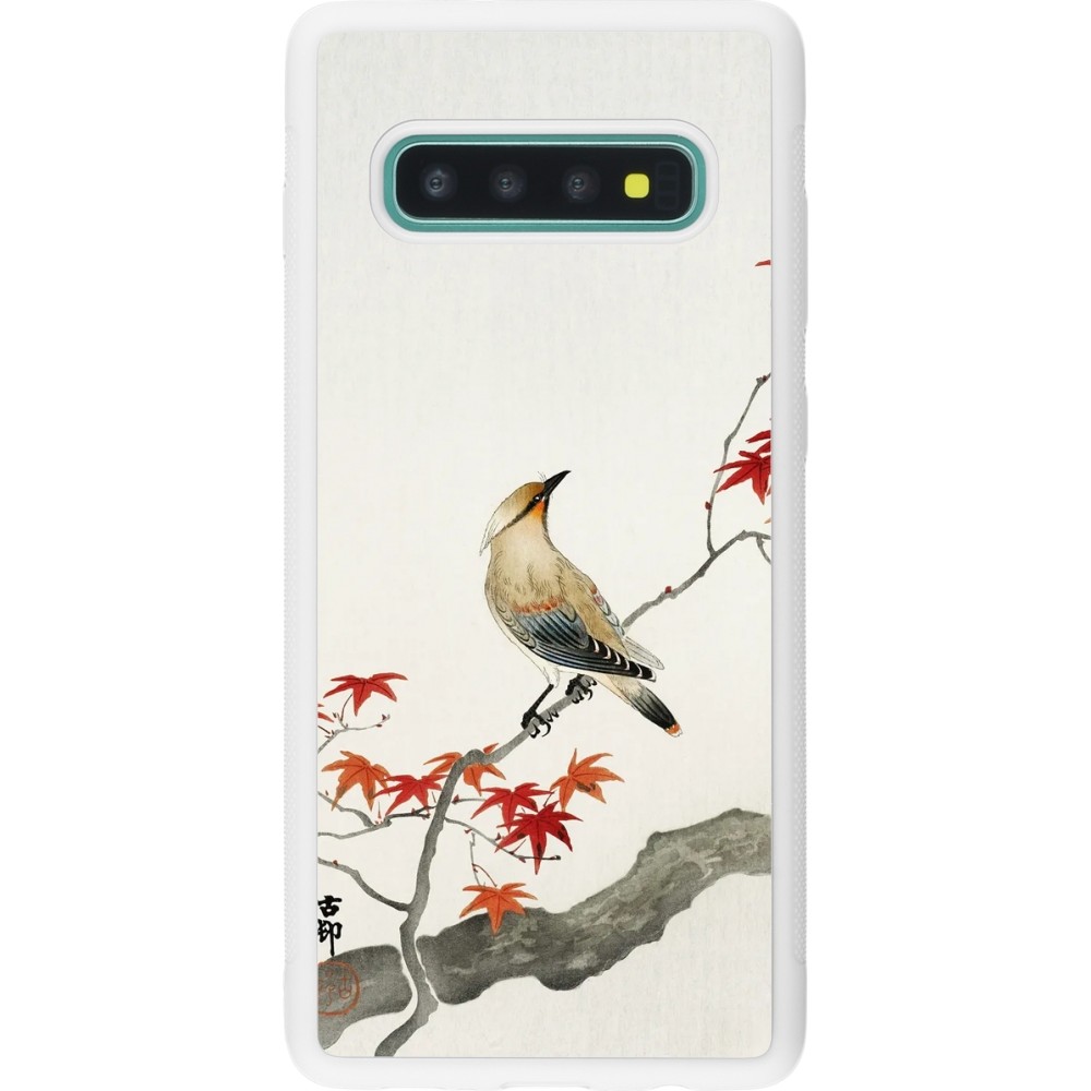 Coque Samsung Galaxy S10+ - Silicone rigide blanc Japanese Bird