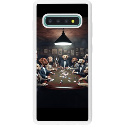 Coque Samsung Galaxy S10+ - Silicone rigide blanc Les pokerdogs