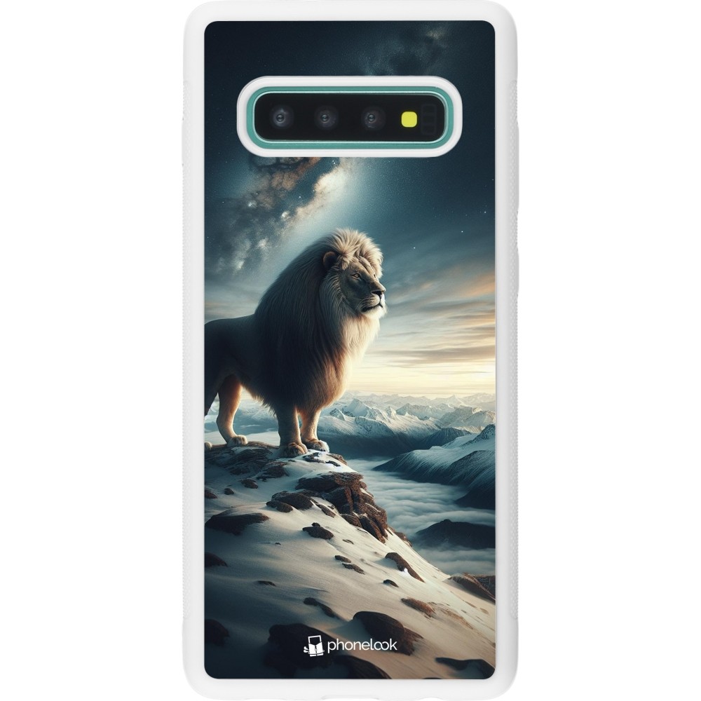 Coque Samsung Galaxy S10+ - Silicone rigide blanc Le lion blanc