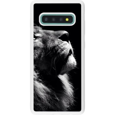 Coque Samsung Galaxy S10+ - Silicone rigide blanc Lion looking up