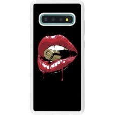 Coque Samsung Galaxy S10+ - Silicone rigide blanc Lips bullet