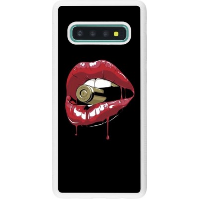 Coque Samsung Galaxy S10+ - Silicone rigide blanc Lips bullet