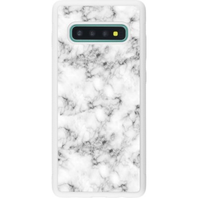 Coque Samsung Galaxy S10+ - Silicone rigide blanc Marble 01