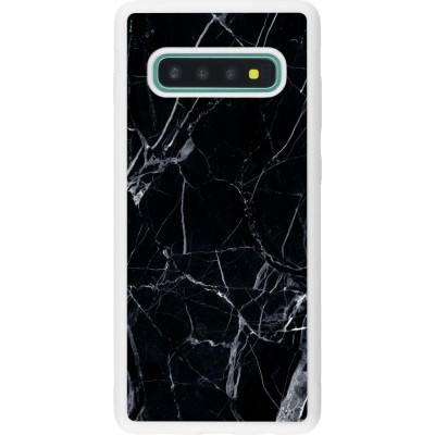 Coque Samsung Galaxy S10+ - Silicone rigide blanc Marble Black 01