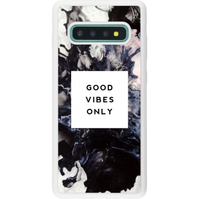 Coque Samsung Galaxy S10+ - Silicone rigide blanc Marble Good Vibes Only