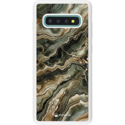 Coque Samsung Galaxy S10+ - Silicone rigide blanc Marbre Olive