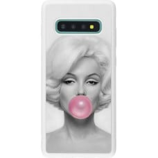 Coque Samsung Galaxy S10+ - Silicone rigide blanc Marilyn Bubble