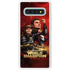 Coque Samsung Galaxy S10+ - Silicone rigide blanc Max Verstappen Champion 2023