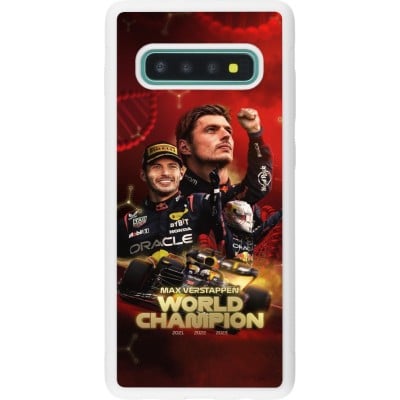 Coque Samsung Galaxy S10+ - Silicone rigide blanc Max Verstappen Champion 2023