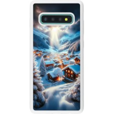 Coque Samsung Galaxy S10+ - Silicone rigide blanc Mont Neige Lumière