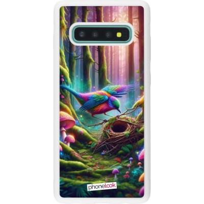 Coque Samsung Galaxy S10+ - Silicone rigide blanc Oiseau Nid Forêt