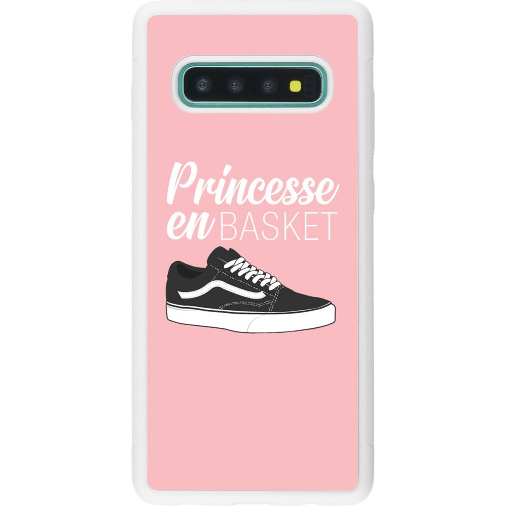 Coque Samsung Galaxy S10+ - Silicone rigide blanc princesse en basket