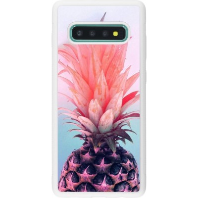 Coque Samsung Galaxy S10+ - Silicone rigide blanc Purple Pink Pineapple