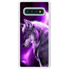 Coque Samsung Galaxy S10+ - Silicone rigide blanc Purple Sky Wolf