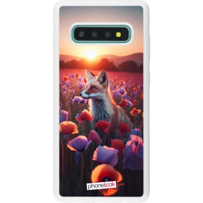 Coque Samsung Galaxy S10+ - Silicone rigide blanc Renard pourpre au crépuscule