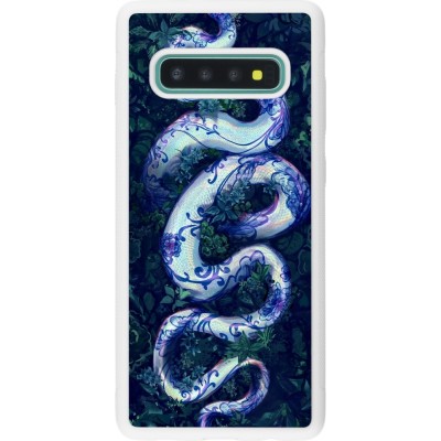 Coque Samsung Galaxy S10+ - Silicone rigide blanc Serpent Blue Anaconda