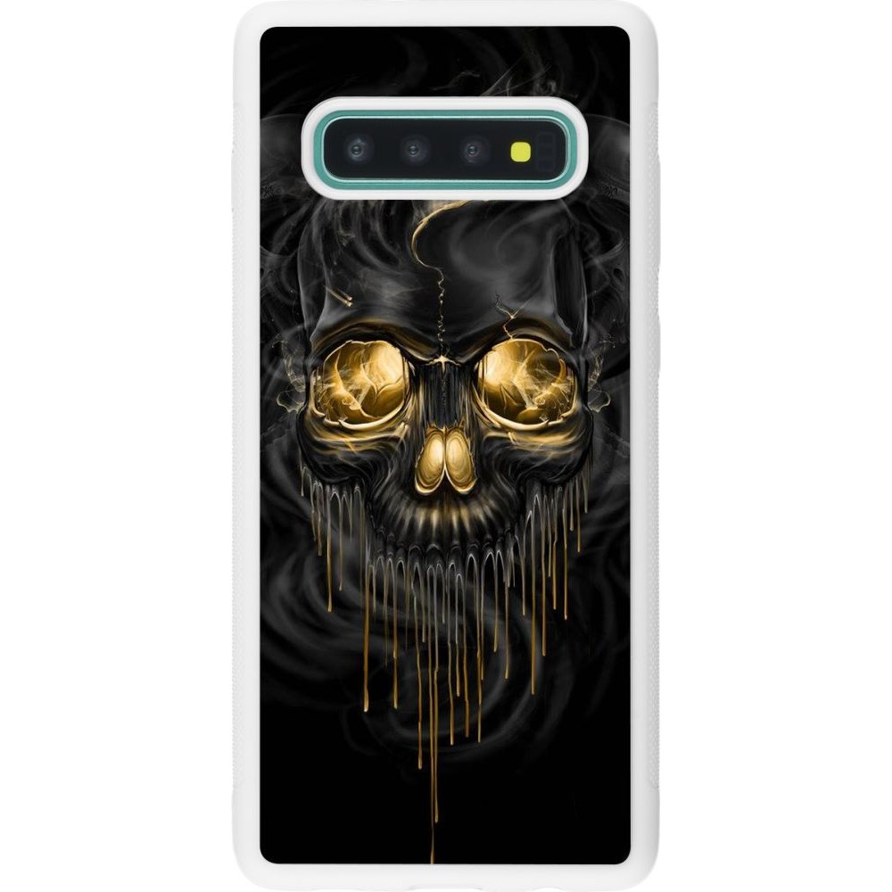 Coque Samsung Galaxy S10+ - Silicone rigide blanc Skull 02