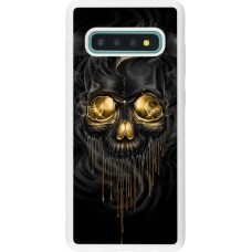 Coque Samsung Galaxy S10+ - Silicone rigide blanc Skull 02