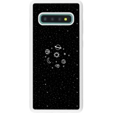 Coque Samsung Galaxy S10+ - Silicone rigide blanc Space Doodle