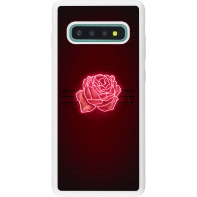 Coque Samsung Galaxy S10+ - Silicone rigide blanc Spring 23 neon rose