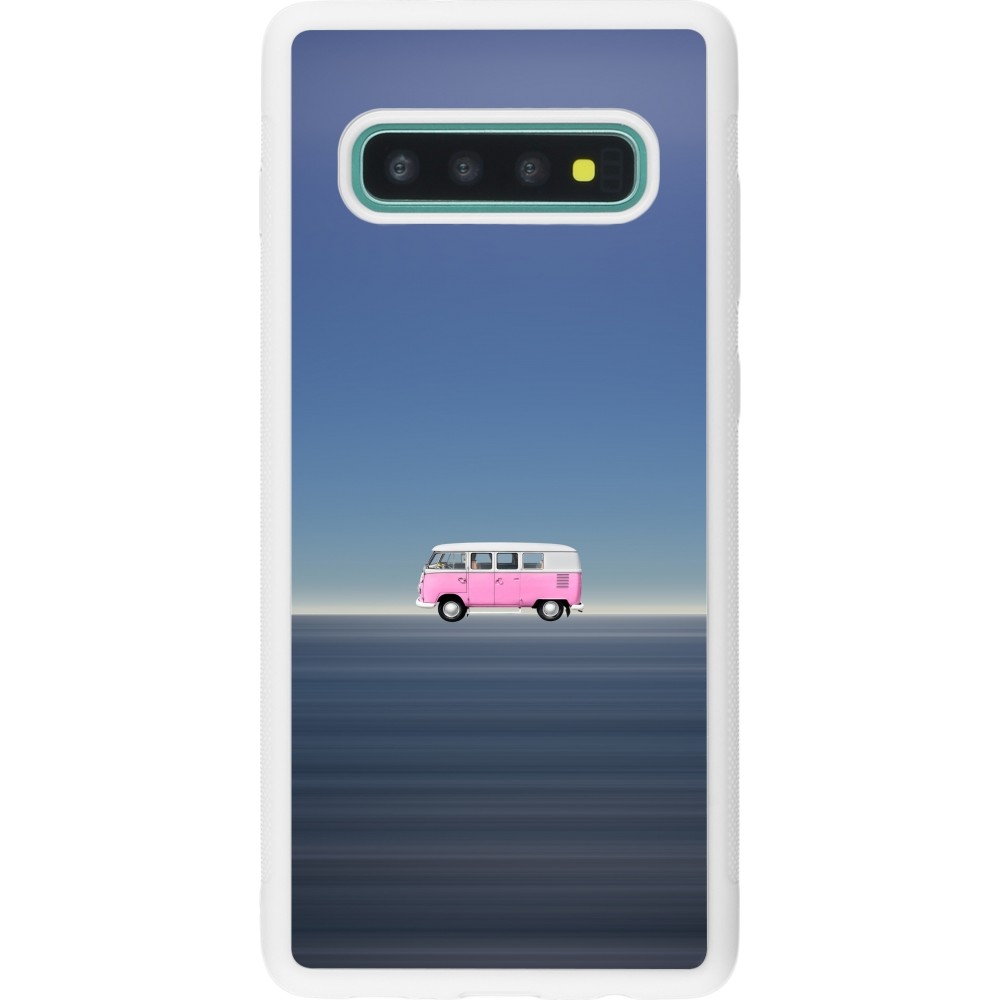 Coque Samsung Galaxy S10+ - Silicone rigide blanc Spring 23 pink bus