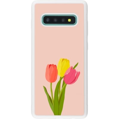 Coque Samsung Galaxy S10+ - Silicone rigide blanc Spring 23 tulip trio