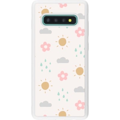 Coque Samsung Galaxy S10+ - Silicone rigide blanc Spring 23 weather