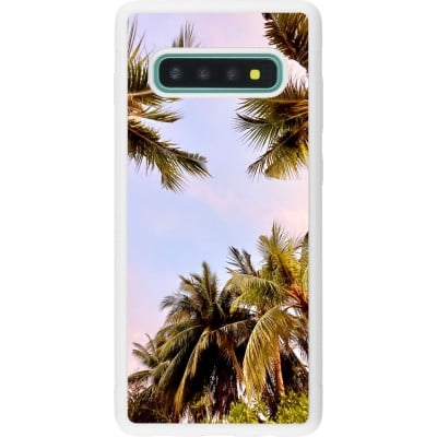 Coque Samsung Galaxy S10+ - Silicone rigide blanc Summer 2023 palm tree vibe