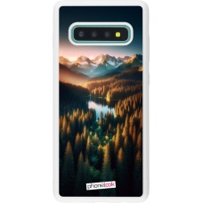 Coque Samsung Galaxy S10+ - Silicone rigide blanc Sunset Forest Lake