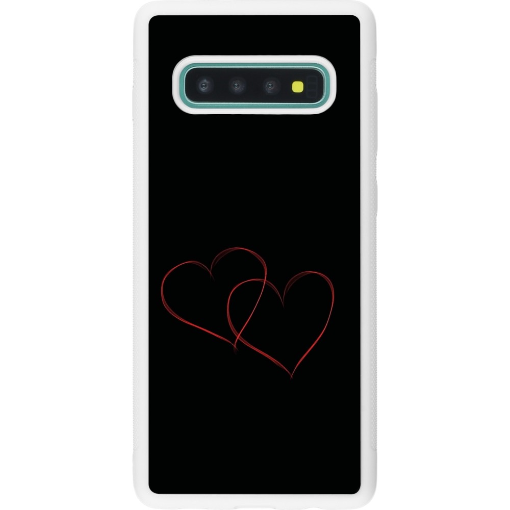 Coque Samsung Galaxy S10+ - Silicone rigide blanc Valentine 2023 attached heart