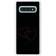 Coque Samsung Galaxy S10+ - Silicone rigide blanc Valentine 2023 attached heart