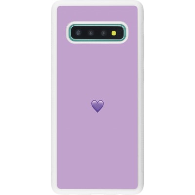 Coque Samsung Galaxy S10+ - Silicone rigide blanc Valentine 2023 purpule single heart