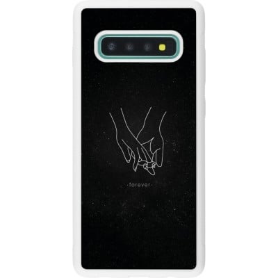 Coque Samsung Galaxy S10+ - Silicone rigide blanc Valentine 2023 hands forever