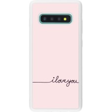 Coque Samsung Galaxy S10+ - Silicone rigide blanc Valentine 2023 i love you writing