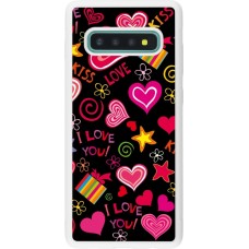 Coque Samsung Galaxy S10+ - Silicone rigide blanc Valentine 2023 love symbols