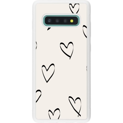 Coque Samsung Galaxy S10+ - Silicone rigide blanc Valentine 2023 minimalist hearts