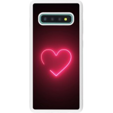 Coque Samsung Galaxy S10+ - Silicone rigide blanc Valentine 2023 single neon heart