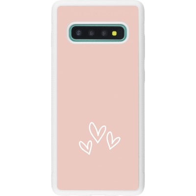 Coque Samsung Galaxy S10+ - Silicone rigide blanc Valentine 2023 three minimalist hearts