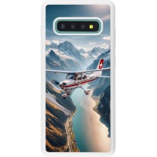 Coque Samsung Galaxy S10+ - Silicone rigide blanc Vol Alpin Suisse