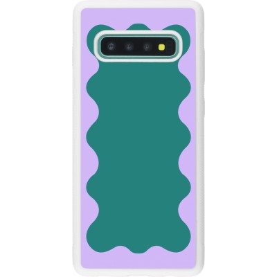 Coque Samsung Galaxy S10+ - Silicone rigide blanc Wavy Rectangle Green Purple