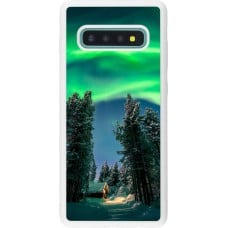 Coque Samsung Galaxy S10+ - Silicone rigide blanc Winter 22 Northern Lights