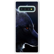 Coque Samsung Galaxy S10+ - Silicone rigide blanc Wolf Shape