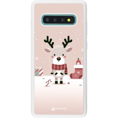 Coque Samsung Galaxy S10+ - Silicone rigide blanc Noël 2023 Choupinette Renne