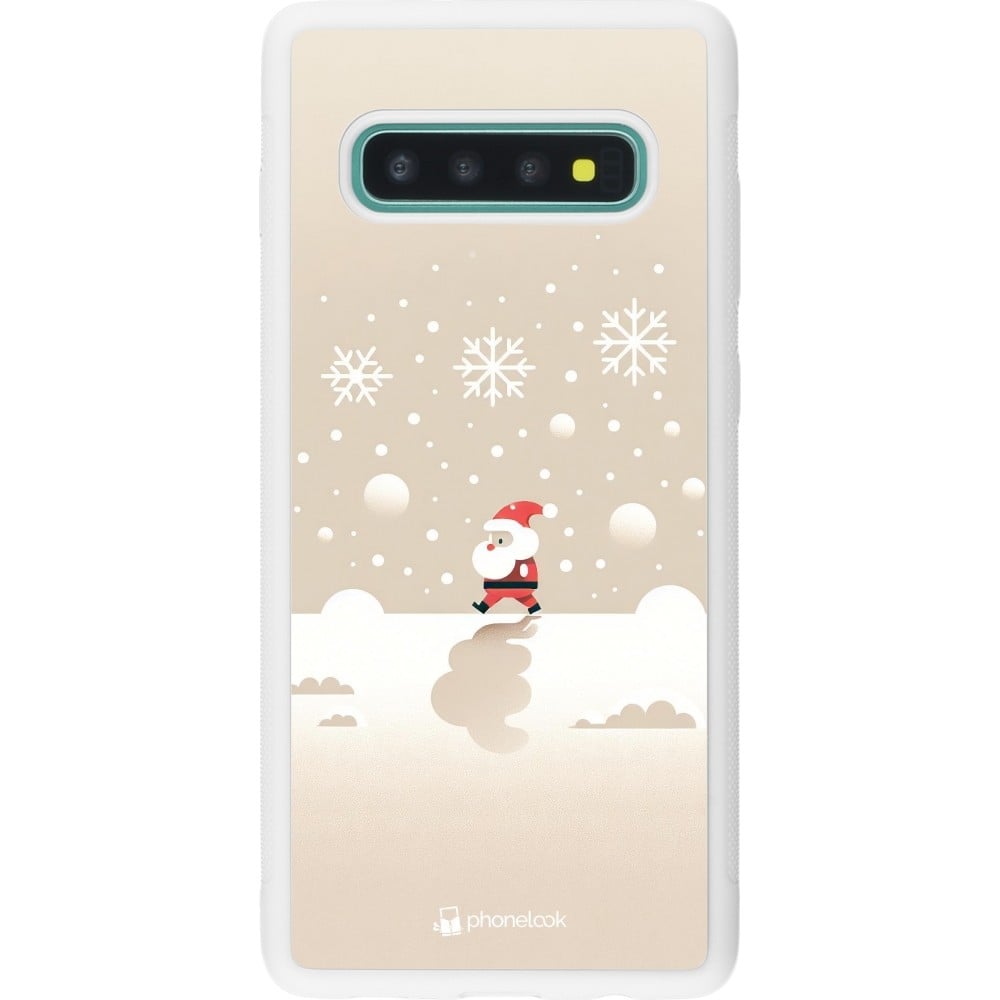 Coque Samsung Galaxy S10+ - Silicone rigide blanc Noël 2023 Minimalist Santa