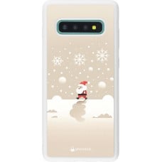 Coque Samsung Galaxy S10+ - Silicone rigide blanc Noël 2023 Minimalist Santa