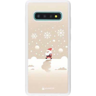 Coque Samsung Galaxy S10+ - Silicone rigide blanc Noël 2023 Minimalist Santa