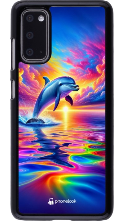 Coque Samsung Galaxy S20 - Dauphin arc-en-ciel heureux